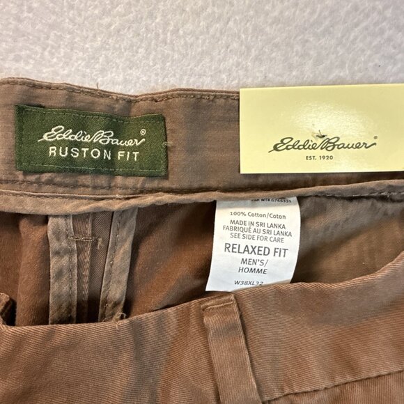 Eddie Bauer Pants Men's 38x32 Brown Classic Fit Casual Thick Cotton Office Work - Picture 10 of 11
